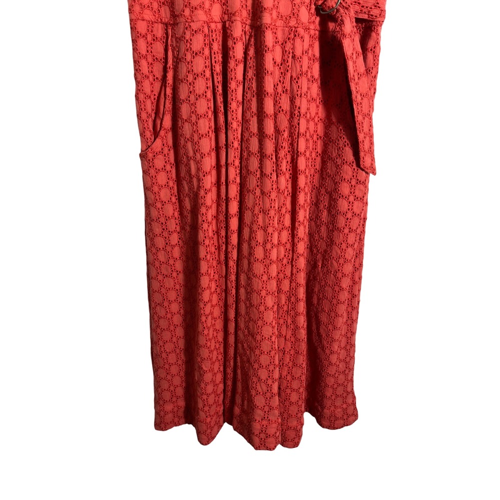 BY ANTHROPOLOGIE Collared Elm Eyelet Faux Wrap Midi Dress - Picture 6 of 11